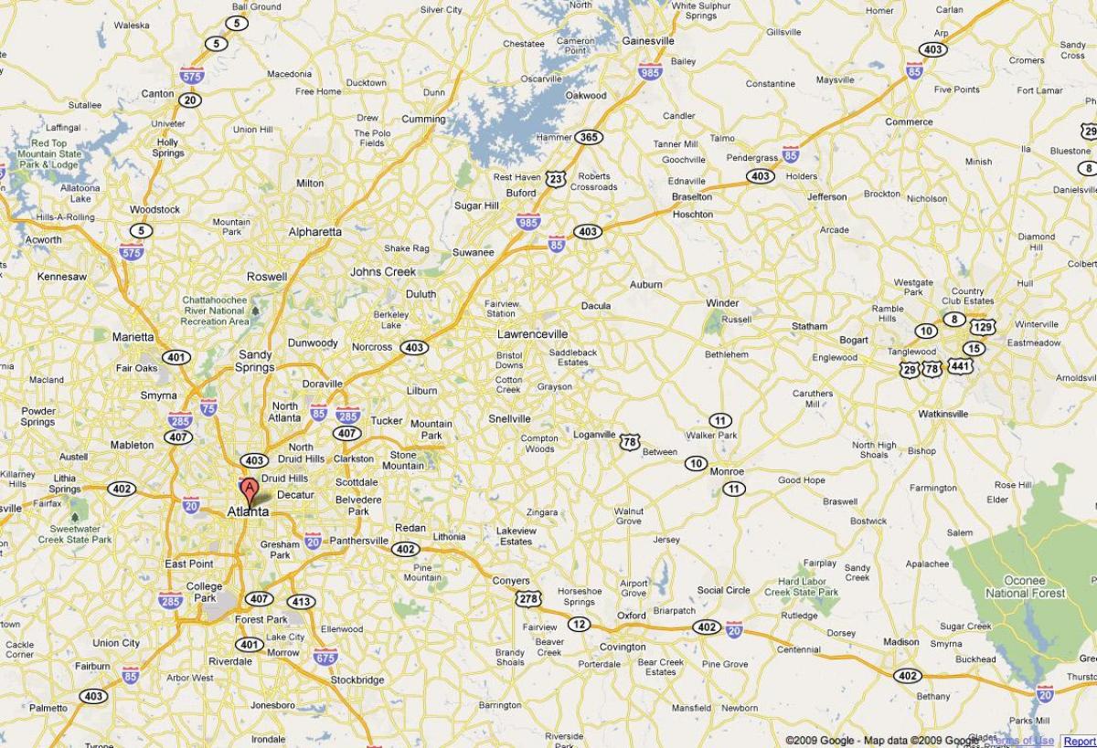 kort af Atlanta ga