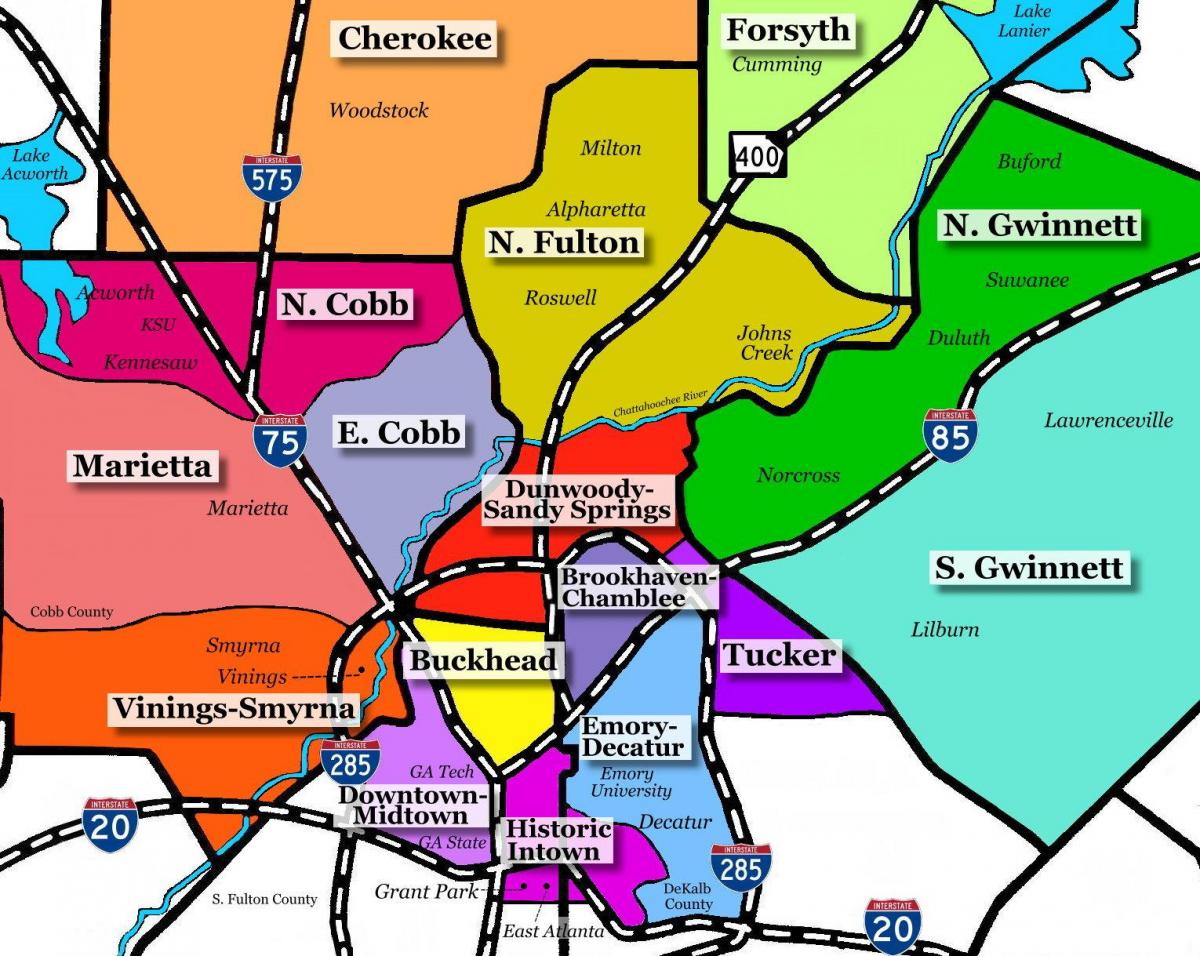 kort af Atlanta úthverfi