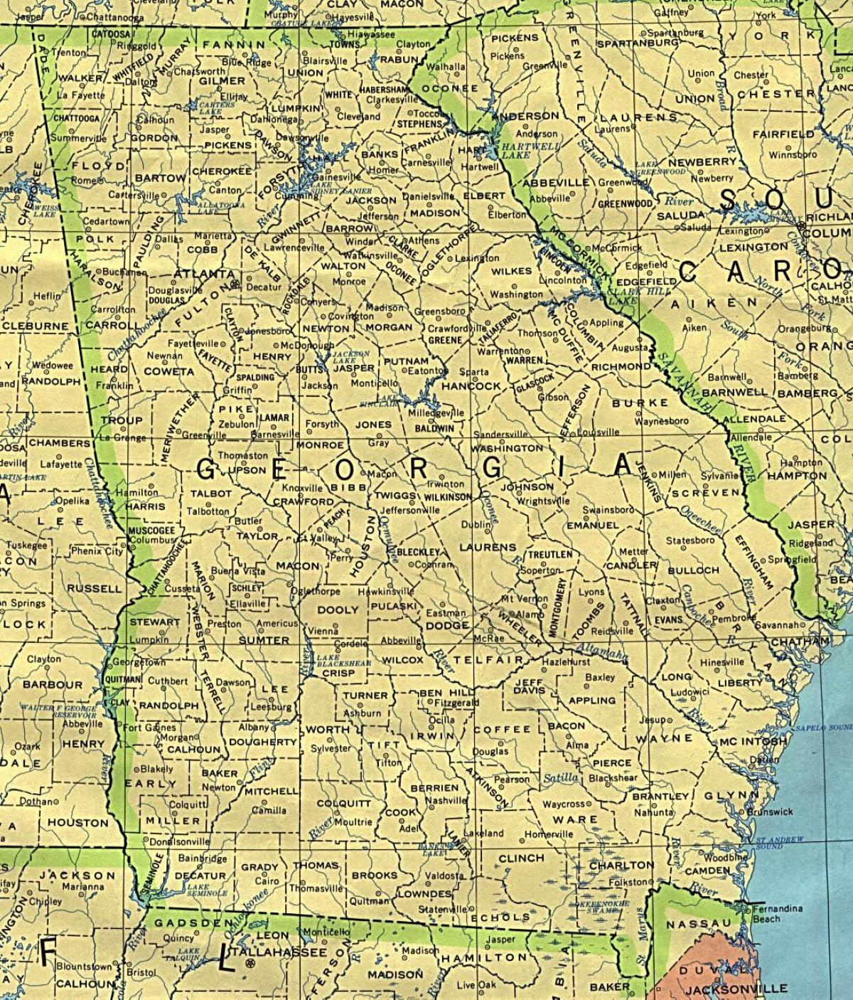 kort af Georgia borgir