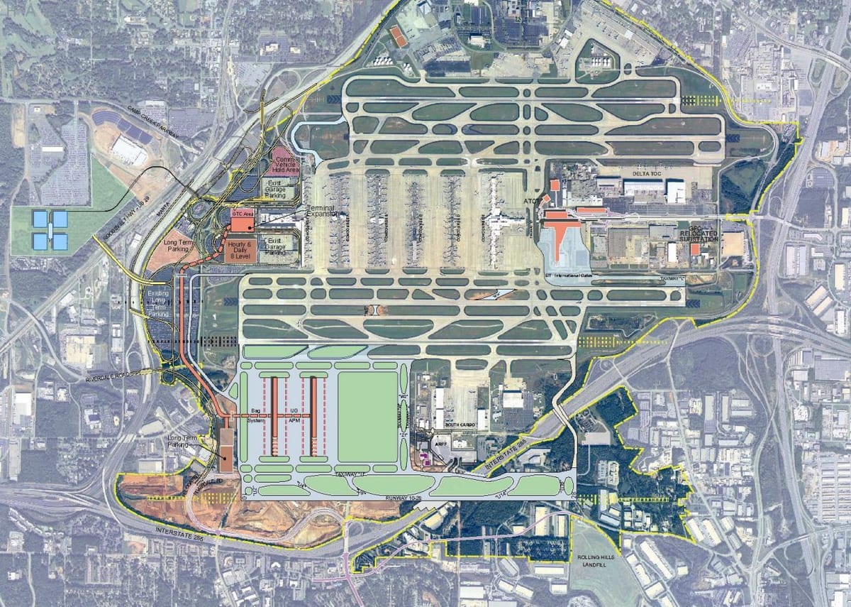 Atlanta í Georgíu flugvöllur kort