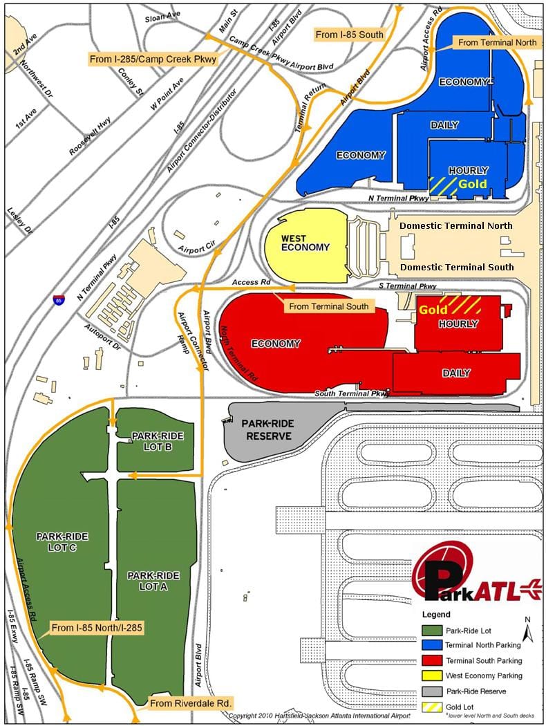Atlanta Hartsfield flugvöllur bílastæði kort