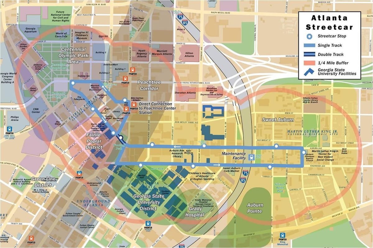 kort af strætisvagni Atlanta