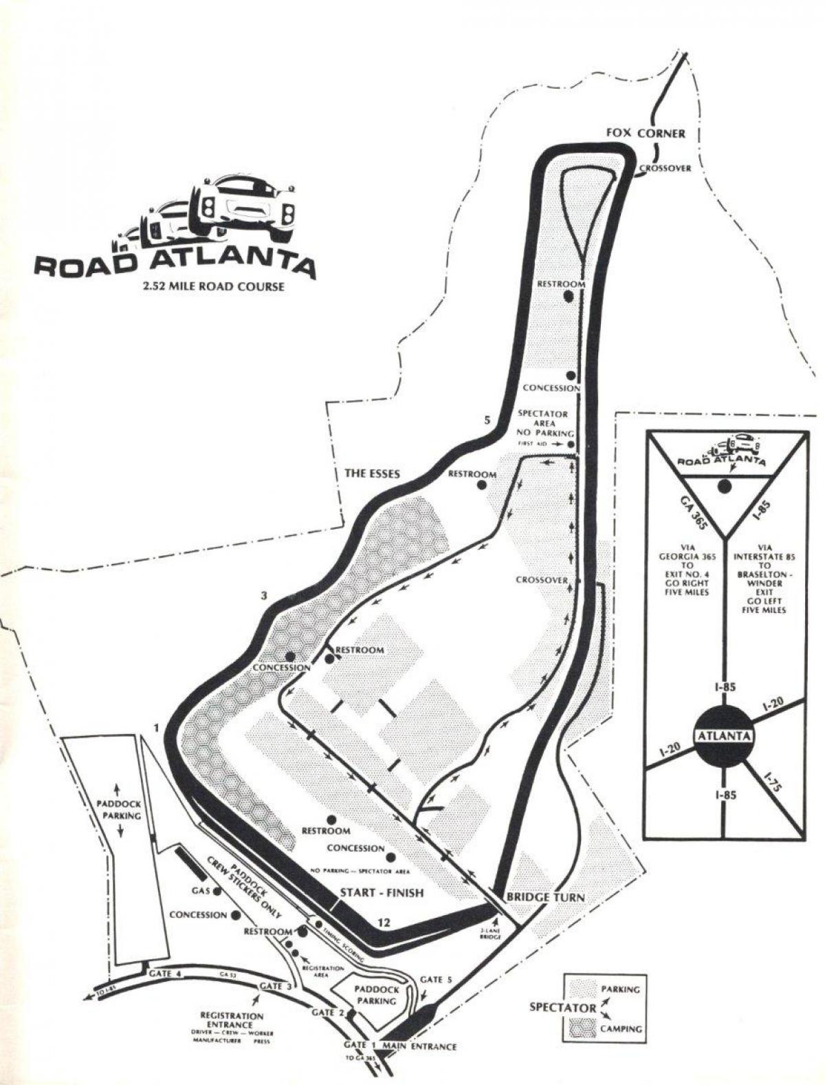 kort af veginum Atlanta fylgjast