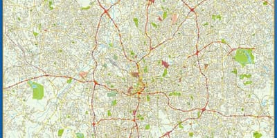 Götunni kort af Atlanta