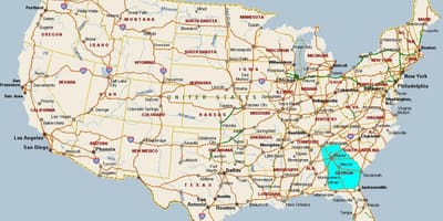 Kort af Georgia USA